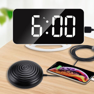 Réveil du <span class=keywords><strong>matin</strong></span> horloges d'oreiller lumineux Snooze Normal secoueur de luxe Unique personnalisé son miroir noir 2 Led alarme Am Fm horloge - Product Image 1