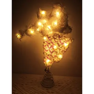 Best Selling Pentagram Metal Glitter White Star Shaped Christmas Jeweled Crown Tree Topper With Colorful Plastic Beads