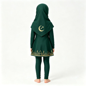 Kids Skirted Burkini Swimwear 3PCS <b>Modest</b> Full Coverage Swimsuit with Hijab Girls <b>Set</b> - Product Image 3
