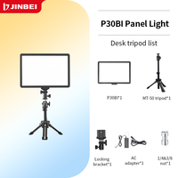JINBEI P30BI 30W Kit trépied de bureau à écran plat pour caméra de studio et photographie lumière douce vidéo LED pour diffusion en direct