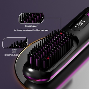 Brosse lissante chauffante sans fil en céramique, mini, rechargeable par USB, à ions négatifs - Product Image 2