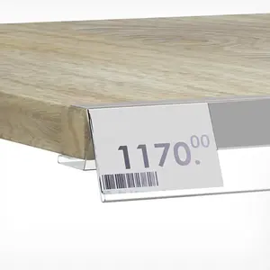 定制制造商塑料挤压透明标志通道夹数据条标签架，用于木质搁板