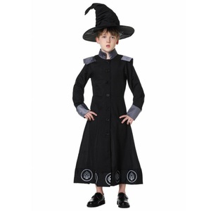Costume de sorcier pour enfants, robe noire à manches longues avec chapeau, ensemble de tenue de cosplay pour Halloween, âge 8-13 ans - Product Image 2