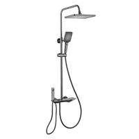 Robinets muraux en acier inoxydable plaqué carré chromé noir Robinets Ensemble de douche à effet pluie pour salle de bains