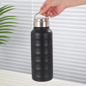 Logo personnalisé 750ml 1000ml Tasse en acier inoxydable 304 à double paroi Bouteille d'eau de sport de grande capacité avec poignée - Product Image 4