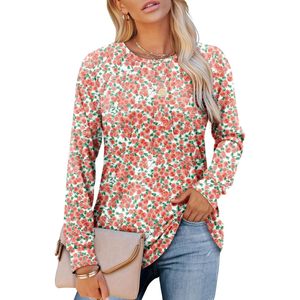 Blusa elástica de manga larga con estampado floral para mujer, camisa tipo túnica para uso diario - Product Image 3