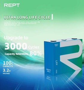 REPT High Performance 100ah Capacity Prismatic Lithium Iron Phosphate Battery for Solar Power 6000+3000+5000 Times Lifespan - Product Image 3