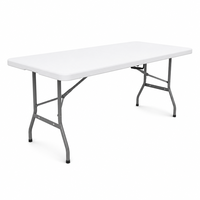 Table pliante rectangulaire en plastique robuste de 6 pieds, table de banquet en HDPE de qualité commerciale pour mariages, événements et barbecues