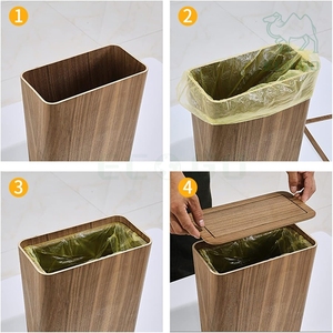 Cubo de Basura de Lujo para Cocina, Oficina, Hogar, Reciclaje, Organizador de Basura, Cubo de Basura de Madera de Nogal con Tapa Reversible - Product Image 6