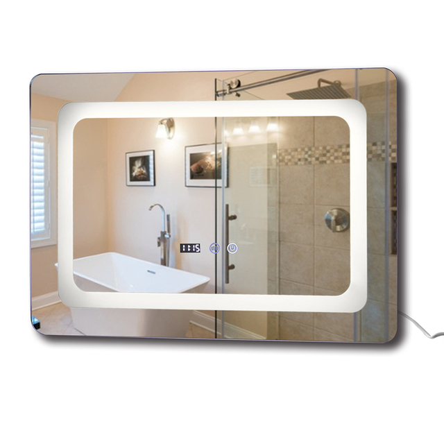 Wholesale Rectangle High-definition Anti-fog Bathroom Mirror Smart Touch Screen Hair Salon Mirror with LED