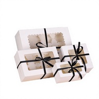 Boîte d'emballage transparente pour cupcakes et muffins, en carton ivoire verni, design carré jetable pour gâteaux de 2-4-6-12g