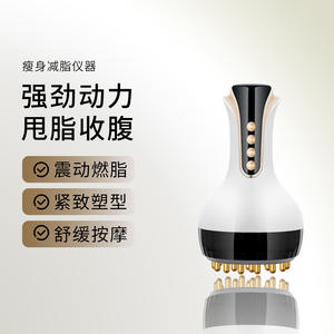 Brosse Électrique Vibrante Chauffante pour Méridiens, Masseur Abdominal Amincissant et Remodelant, Utilisation Corps Entier, Physiothérapie Infrarouge, Blanc Noir - Product Image 5