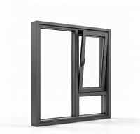 Fenêtre à double battant oscillo-battant en aluminium à rupture de pont thermique, double vitrage, pour salon et chambre à coucher