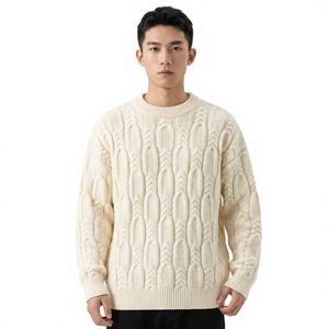 เสื้อสเวตเตอร์ไหมพรมถักลายเคเบิ้ลสำหรับผู้ชาย แขนยาว ทรงปกติ หนา เหมาะสำหรับฤดูหนาว ป้องกันการเป็นขุย ผลิตจากอะคริลิก 100% ลายเรขาคณิต - Product Image 1