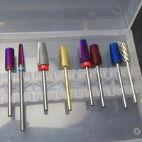 Ensemble de forets à ongles en tungstène revêtus de violet/or/bleu 4XC 5XC, accessoires pour perceuse à ongles
