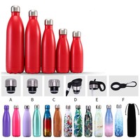 Bouteille d'eau de fitness isolée en forme de cola personnalisée de 350ml 500ml 750ml 1000ml à double paroi en acier inoxydable pour le sport, le café et la boisson