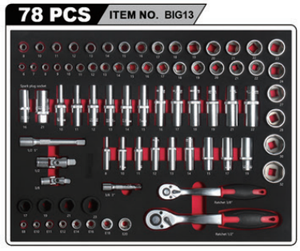 SKY HAMMER 78 pièces Jeu d'outils de clés à douilles profondes et à <span class=keywords><strong>cliquet</strong></span> OEM pour armoire à outils de réparation automobile, plateau de rangement Troelly avec garantie de 3 ans - Product Image 2