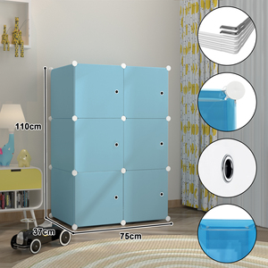 厂家热卖6门塑料儿童衣柜客厅橱柜便携式衣橱 - Product Image 4