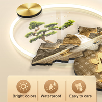 Peintures décoratives en gros pour salons avec des lumières LED en forme de montagne luxueuses et élégantes.