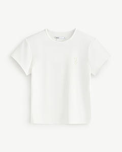 Camiseta de manga corta de verano para mujer con bordado Regular Fit 100% algodón de secado rápido transpirable Color sólido de Routine Vietnam - Product Image 5