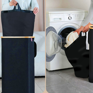 ตะกร้าผ้าแบบพับได้พร้อมฝาปิด สำหรับจัดเก็บผ้า ซักผ้า ขายส่ง - Product Image 2