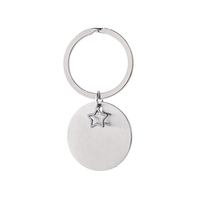 Porte-clés rond en acier inoxydable Ywyougang avec breloque étoile, étiquette vierge personnalisable à graver, pour cadeau, vente en gros