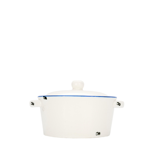 <b>Small</b> Casserole Dish With <b>Lid</b> 13 Cm White Ceramic Cooking <b>Pot</b> For Baking And Serving - Product Image 1