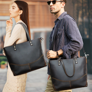 Grand sac fourre-tout en <span class=keywords><strong>cuir</strong></span> pour ordinateur portable pour femmes hommes sac fourre-tout de voyage vintage pour ordinateur portable 14.2 ''sac à main pour femmes sac à bandoulière de grande capacité - Product Image 1