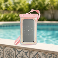 Étui de téléphone étanche flottant personnalisé IPX8 avec fermeture à clip et fenêtre pour appareil photo, sac étanche bleu clair pour la natation, la randonnée et les voyages
