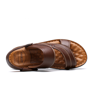 Hot Sale Summer <strong>Men</strong> <strong>Sandals</strong> Quality Genuine Leather Shoes Male Comfortable Slip-on Slippers <strong>Brown</strong> Man <strong>Sandal</strong> - Product Image 3