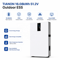 Batterie solaire LiFePO4 d'extérieur TIANON de qualité A, cellules 314Ah, 51.2V, basse tension, IP65, compatible CAN, pour système hybride connecté au réseau, fabriquée en Chine