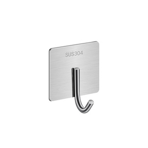 SUS304 Stainless Steel <b>Wall</b> <b>Hook</b> Waterproof Self Adhesive Single Coat <b>Hook</b> for Bathroom Kitchen Door - Product Image 1