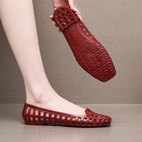 Sandales plates à plateforme à bout carré pour femme, chaussures d'été d'extérieur en PVC ajourées à enfiler, magnifiques chaussures à petit talon et bouche peu profonde, tendance