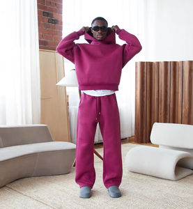 Fabricant de survêtements OEM personnalisé 500 GSM 100% coton Ensemble de survêtements à capuche zippé et pantalon de survêtement - Product Image 3