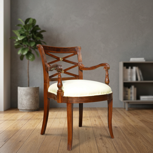 Modern Leisure Arm <b>Chair</b> in Walnut Mahogany Wood with Leather Upholstery Non-Foldable Home Furniture for Living Room - Product Image 3