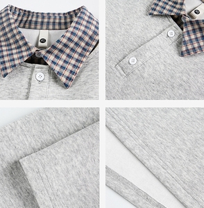 <span class=keywords><strong>Polo</strong></span> noir Offre Spéciale élégant pour homme avec col à carreaux contrastés. - Product Image 3
