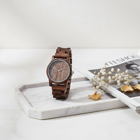 Jam Tangan Kayu Mewah Bergaya Sporty untuk Pria, Analog Quartz Movement 44mm, Bisnis Antik Modern, Kaca, Tidak Tahan Air