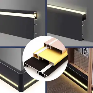 Huisdecoratie Materialen Accessoires Metalen Legering Plint Oppervlak Gemonteerd Aluminium Plint Met Led Licht