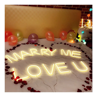 Enseigne néon en acrylique en forme de cœur - Lumière LED rose à intensité variable pour chambre à coucher, propositions et fêtes