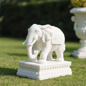 تمثال فيل من الرخام الأبيض للديكور الخارجي لحدائق الفلل والمساحات الخضراء، تصميم أوروبي للاستخدام الداخلي وفي المقابر - Product Image 3