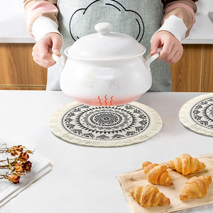 Luxury Bohemian Cotton Circular Placemats Elegant Blank Sublimation for Personalized Wedding <b>Tables</b> Waterproof Plaid Made Paper - Product Image 4