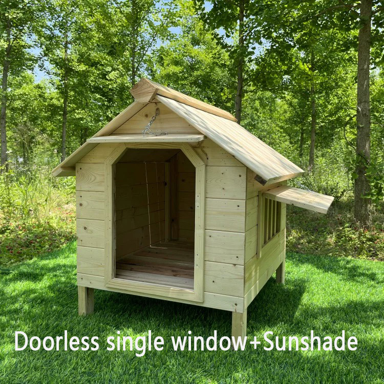 Wood-Doorless single window+ Sunshade