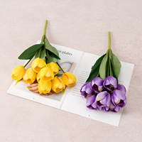 Bunga Sutra Buatan 9 Tangkai Tulip Lentera - Dekorasi Jendela Butik & Dekorasi Pernikahan - Rangkaian Bunga Mewah Ringan Cina