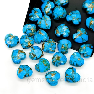 Piedra Preciosa Facetada en Forma de Corazón de Cobre Turquesa AAA de 10 mm, Colgante de Corazón Tallado a Mano, Piedra Suelta al por Mayor para Fabricación de Joyería - Product Image 1