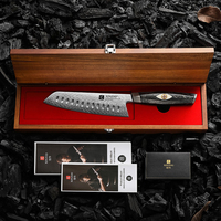 Couteaux à trancher de cuisine en acier damas haut de gamme M390 manche en résine de Fiber de carbone noir rasoir couteau Santoku tranchant nouveau