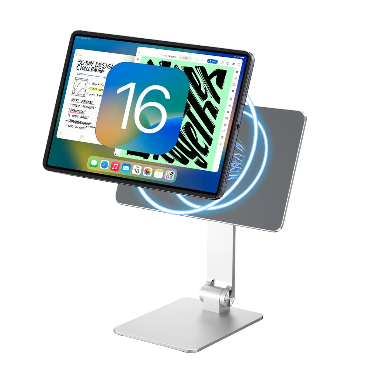 Dudukan iPad ergonomis dapat dilipat, dudukan magnetik Multi sudut dapat disesuaikan untuk iPad Pro/Air
