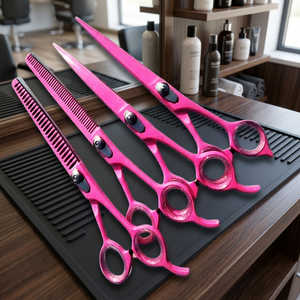Ciseaux de barbier droits en acier inoxydable ASAP, ensemble de ciseaux à effiler à manche long et base creuse, pour usage professionnel en salon de coiffure - Product Image 3
