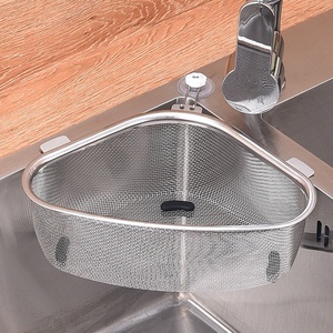 Cesta de drenaje de acero inoxidable, fregadero de utensilios de cocina para el hogar, cesta de almacenamiento de metal no perforada - Product Image 3