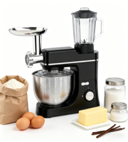 Robot culinaire électrique 1300W, 7L, pour usage domestique, boîtier en plastique sans BPA, avec mixeur et hachoir à viande en option