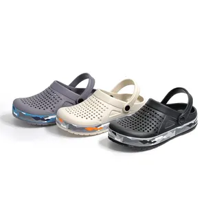 Sandálias de praia masculinas com logotipo personalizado OEM, tamancos de EVA, sapatos de chef com estilo plataforma, corrediças macias para o ar livre para o verão